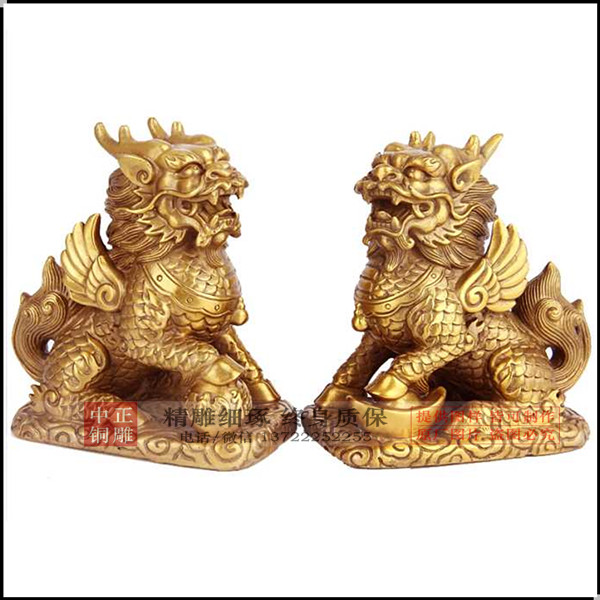 銅麒麟擺件一對(duì)