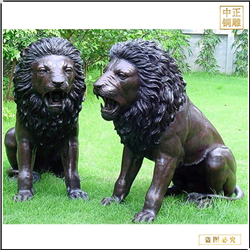 園林廣場(chǎng)青銅看門獅子雕塑